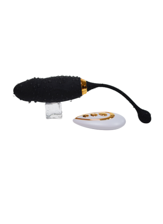 HAPPY, Un Œuf vibrant long USB avec télécommande, dans un silicone médical doux et lisse - B70BLK